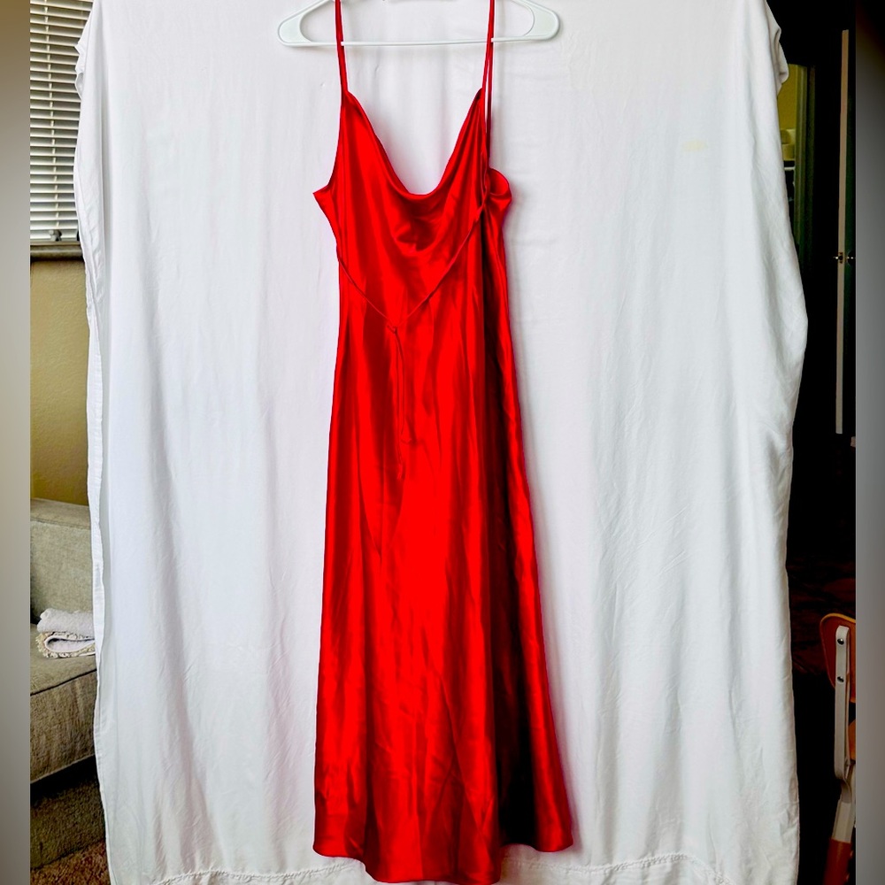 Katherine Bishop – Red Satin Slip Dress – Size L/XL
